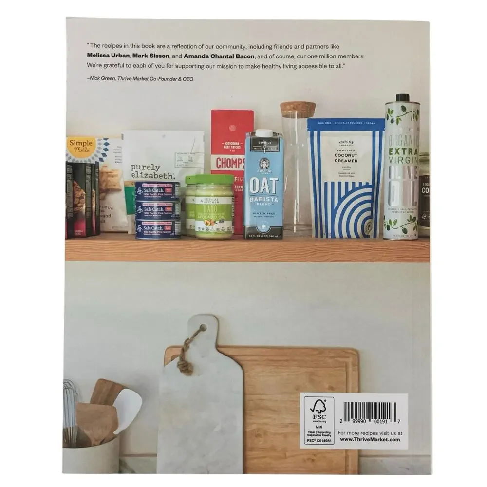 Thrive Market Healthy Living Made Easy Paperback Full Color Cookbook Cooking